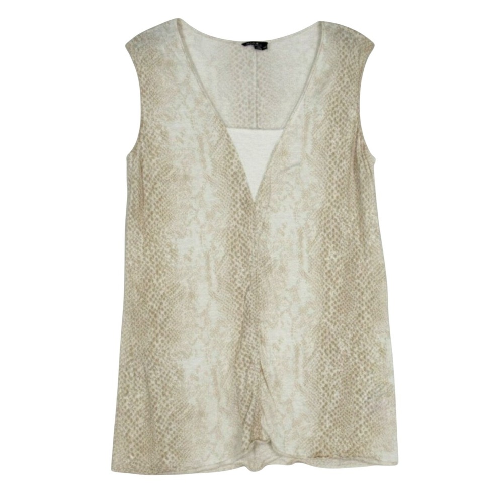 BYLYSE Beige SNAKE PRINT Lightweight LINEN Sleeveless BLOUSE/TUNIC TOP Sz M
